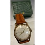 Rolex - 1960s Rolex Precision 9ct gold cased wristwatch, silver dial, block baton markers, centre
