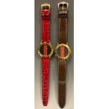 Gucci - 3000 M gold plated classic strip dress wristwatch, 33mm gold plated case, three strip