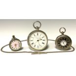 A Victorian silver open face centre second Chronograph pocket watch, white enamel dial marked Rueben
