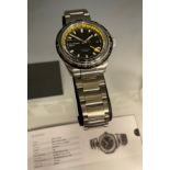 Christopher Ward - a C65 GMT Worldtimer automatic wristwatch, black dial, yellow and white register,