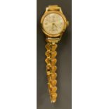 Rolex Tudor - lady's 9ct gold cased dress watch, silvered dial, Arabic numerals and baton markers,