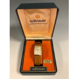 Wittnauer Longines - an Art Deco style rolled gold wristwatch. sunburst silver dial, Arabic