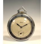 Rolex - Marconi Art Deco open face pocket watch, cream dial, Arabic numerals, subsidiary seconds,