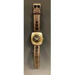 Sicura (Brietling) - vintage 1960s/70s polished steel and gold wristwatch, 35mm wide, 13mm deep