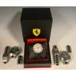 Scuderia Ferrari - SF 01.1.47.0070 analogue quartz wristwatch, textured chequered flag dial,