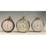 A Victorian silver cased chronograph pocket watch, white enamel dial, Roman numerals, centre