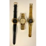 Gucci - 3300M gold plated bracelet wristwatch, black dial, Roman numerals, integral strap, serial No