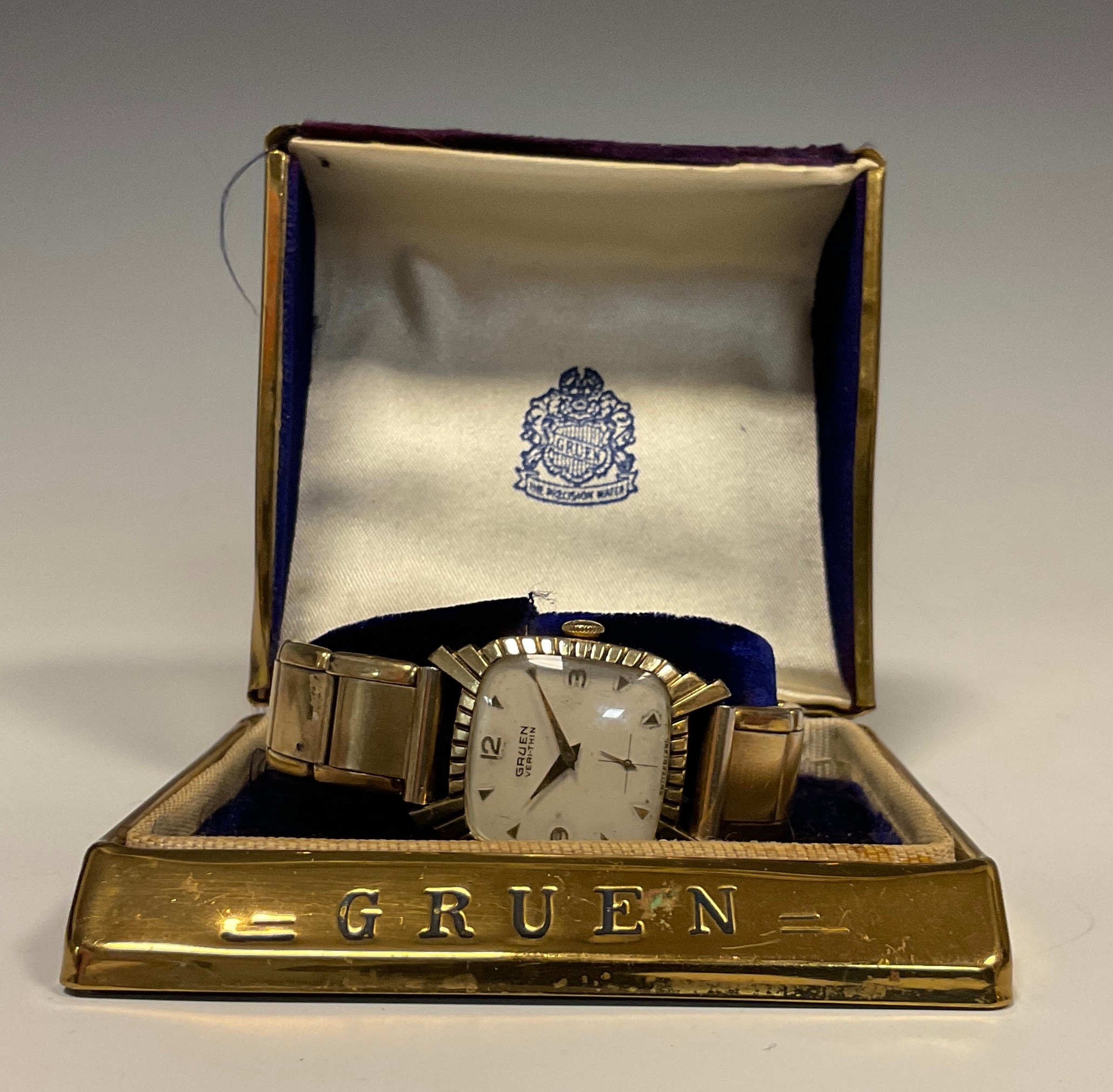 Gruen - Veri-Thin 1930s bracelet wristwatch, 26mm wide case, cream dial, Arabic numeral and - Image 2 of 2