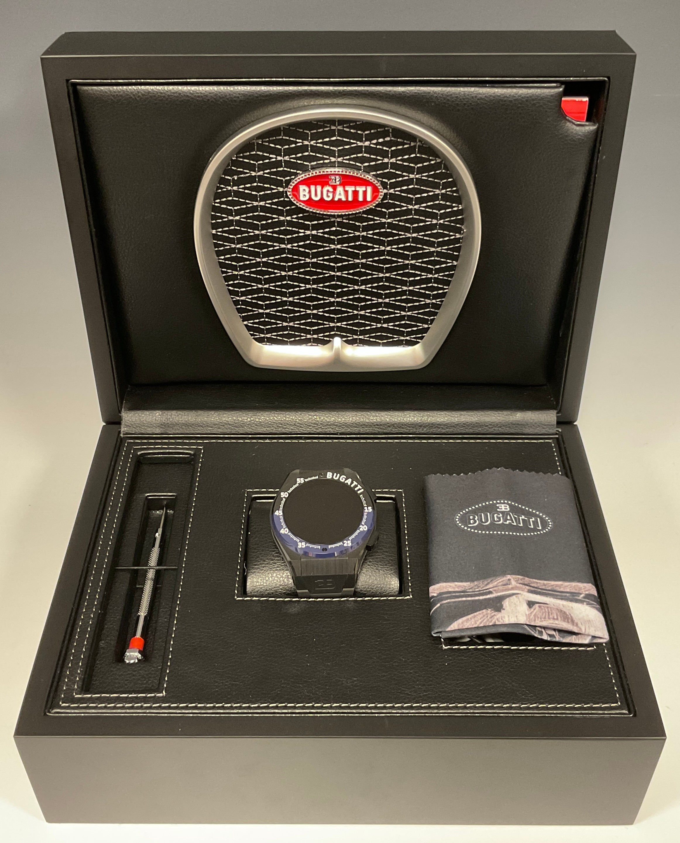 A Bugatti Ceramique edition one smartwatch, three interchangeable bezels, metal and rubber straps, - Image 2 of 2
