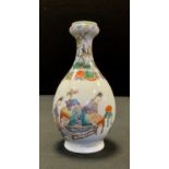 A late 19th/early 20th century Chinese Famille vert vase, the ovoid body decorated in tones of