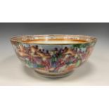 An 18th/19th century Chinese Canton Famille Rose bowl, the interior with central figural panel,