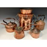 A late 19th century copper saucepan, brass plaque marked The Evan-Williams Henna Cult Safety, the
