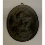 A 19th century electrotype plaque, in the Grand Tour taste, in relief with a portrait bust of