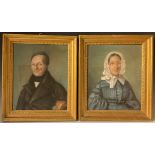 Victorian school (1837-1901) A Pair, a lady and gentleman, pastel portraits (possibly 'over-painted'