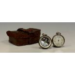 A 19th Century Pocket Compensated Barometer & Compass set, the compass having a two tone Mother of