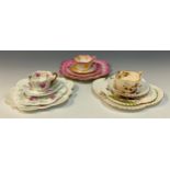 A group of three Wileman and Company tea trios including; 'Chrysanthemum' pattern, no. 6891,