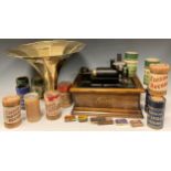 A Thomas Edison Cylinder Phonograph, Model B, oak case, number 551725, 28cm wide x 32cm high, c.