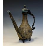 A Middle-Eastern bronze lotus ever, chased and engraved in the Islamic taste, 29cm high, 19th