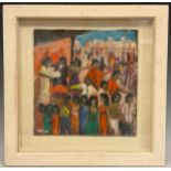 Bellany (naive school, mid 20th century), The Wedding signed, oil on board, 25cm x 24cm.