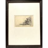 Rembrandt van Rijn, after, seated male nude figure, signed in the plate, dated 1646, engraving (