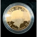 The Royal Mint- The 2008 UK Queen Elizabeth I Five Pound Gold Proof Coin, 0.9167 Au, 39.94g, proof