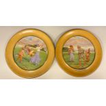 Golfing - a pair of Grimwades Wiltonware circualr plates, Full Swing and Carry Your Caddie Sir,