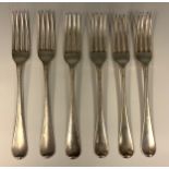 A set of six George III silver table forks, Richard Crossley, London 1785, 13.8ozt (6)