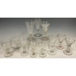 A group of Georgian and Regency glasses - an early George III wine glass, conical bowl, 13.5cm high,
