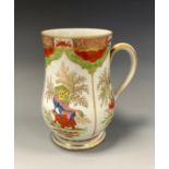 A 19th century Chamberlains Worcester Dragon in Compartments pattern baluster cup, the large quarter