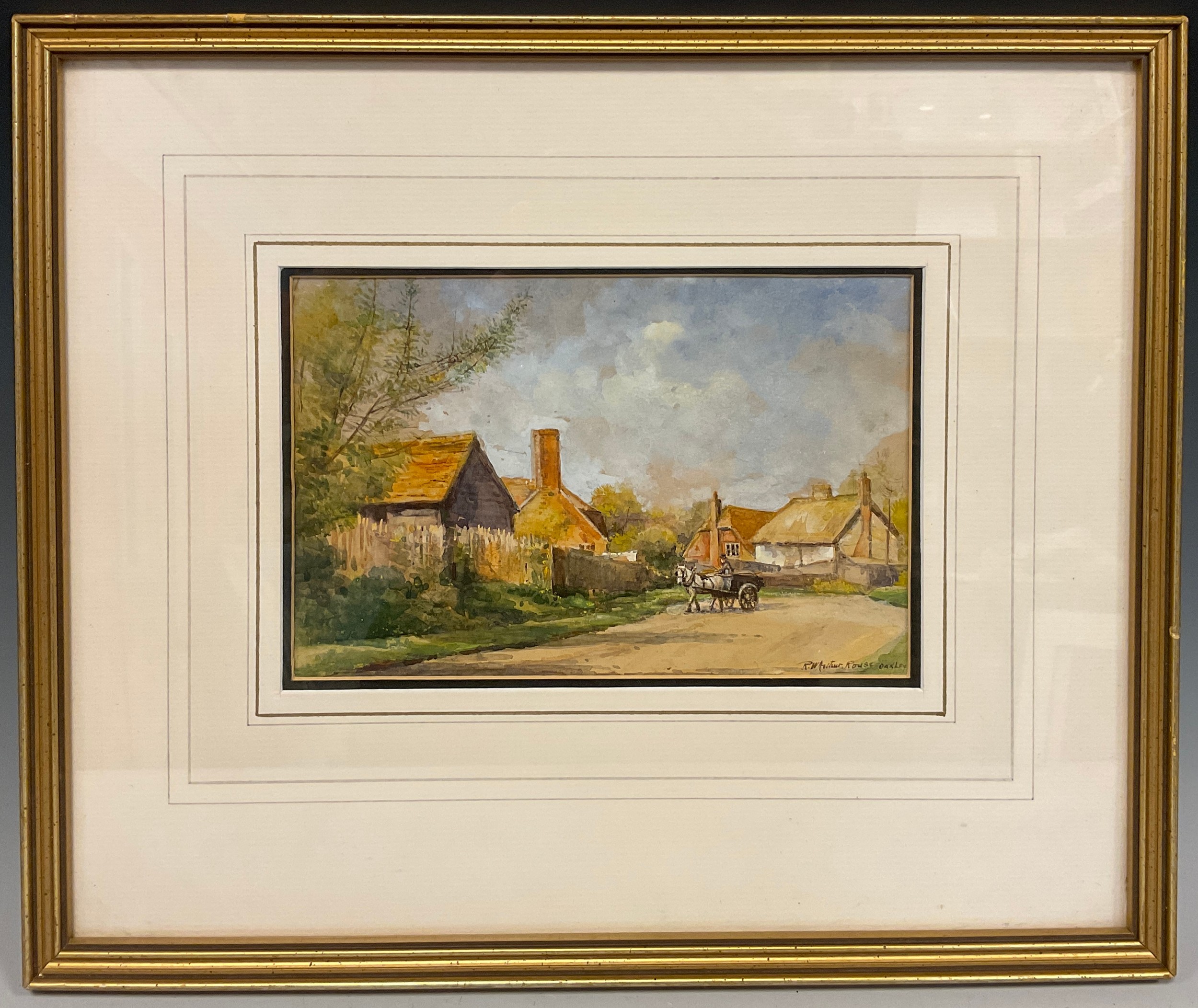 Robert William Arthur Rouse (1883-1927) Oakley Village, Bucks, signed, watercolour, 14cm x 21cm.