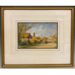 Robert William Arthur Rouse (1883-1927) Oakley Village, Bucks, signed, watercolour, 14cm x 21cm.