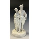 A 19th century Kerr and Binns Worcester porcelain figure group, “Faust and Margaret”, modelled by