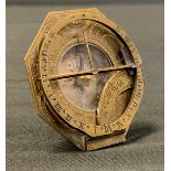 An 18th Century German brass portable equinoctial compass sundial, Andreas Vogler, Augsburg, the