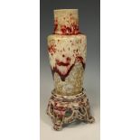 A Ruskin Pottery high-fired stoneware vase and stand, designed by William Howson Taylor, of