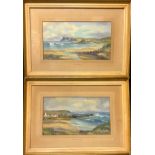 H. J. Foy (Irish, 20th century), Port Ballintrae, and Fair Head, signed, oils on board, each 21cm