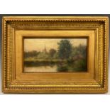 Manner of the Norwich school, 19th century, Across the Yare, indistinctly signed, oil on board, 10cm