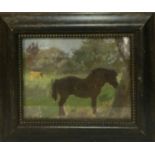 Mary Beresford Williams Horse and cattle grazing oil on board, 26cm x 34cm.