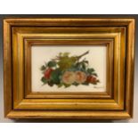 William Rayworth (1852-1908), Still life fruit study, with peaches and fruiting vine, signed, oil on