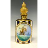 A Lynton Porcelain hand painted scent bottle, Sailing the Swell, by Stephen D. Nowacki, signed,