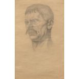 Laurence Stephen Lowry (1887 - 1976) Portrait of a Man with Moustache pencil drawing, signed with
