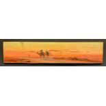Continental school, mid 20th century, Bedouin Sunset, indistinctly signed, oil on board, 9cm x 43cm.
