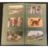 Vintage Postcard album, circa 1903. of vintage postcards including Topographical, humorous, and