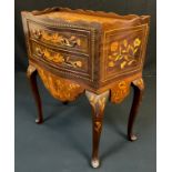 A 19th century Dutch mahogany and marquetry tray top commode, of small proportions, wavy gallery