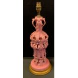 A pink Casa Pupo floral table lamp, 50cm high