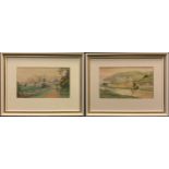 F Walters, 19th/20th century, a pair, Tintern Abbey & Kenilworth Ruins, signed, watercolours, 14.5cm