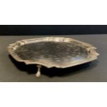 A George VI canted square footed silver tray, 30.5cm diameter, James Edward Barry,Sheffield,c.