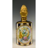 A Lynton Porcelain hand painted scent bottle, painted with musical curled horn and floral panel,