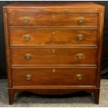 An Edwardian inlaid mahogany chest, four slightly graduated drawers, box wood stringing, later