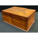 A Victorian rosewood sarcophagus tea caddy / jewellery box, later fitted interior, 16cm high x
