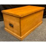 A carpenter’s pine tool chest, metal handles to sides, 48.5cm high x 95.5cm x 52cm.